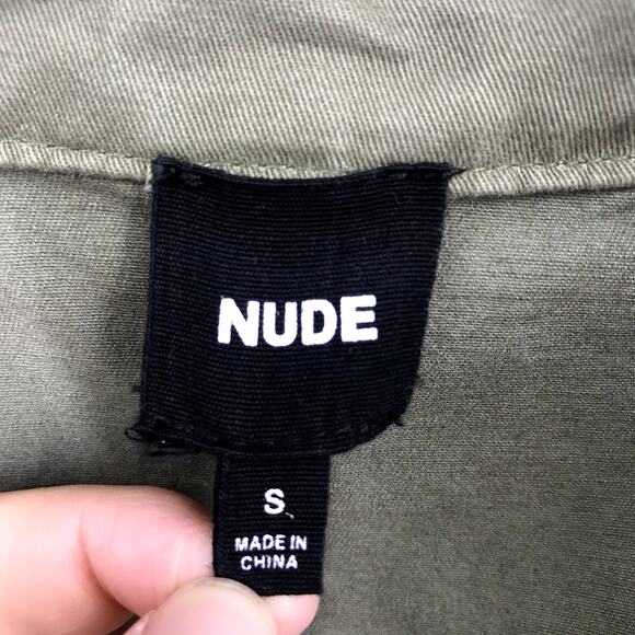 NUDE The Label Military Utility Field Jacket S Army Green Pockets Drawstring - Picture 3 of 6